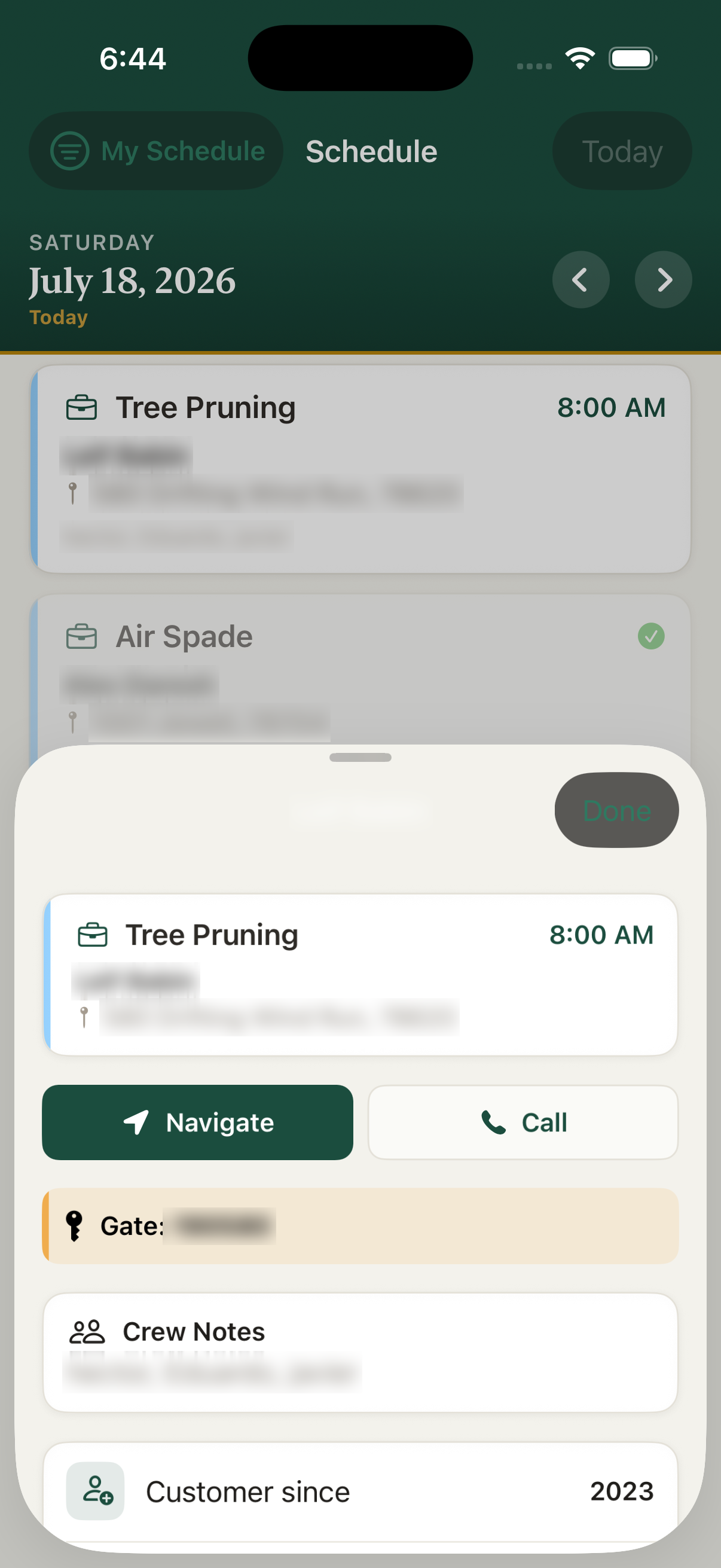 iOS app job detail screen
